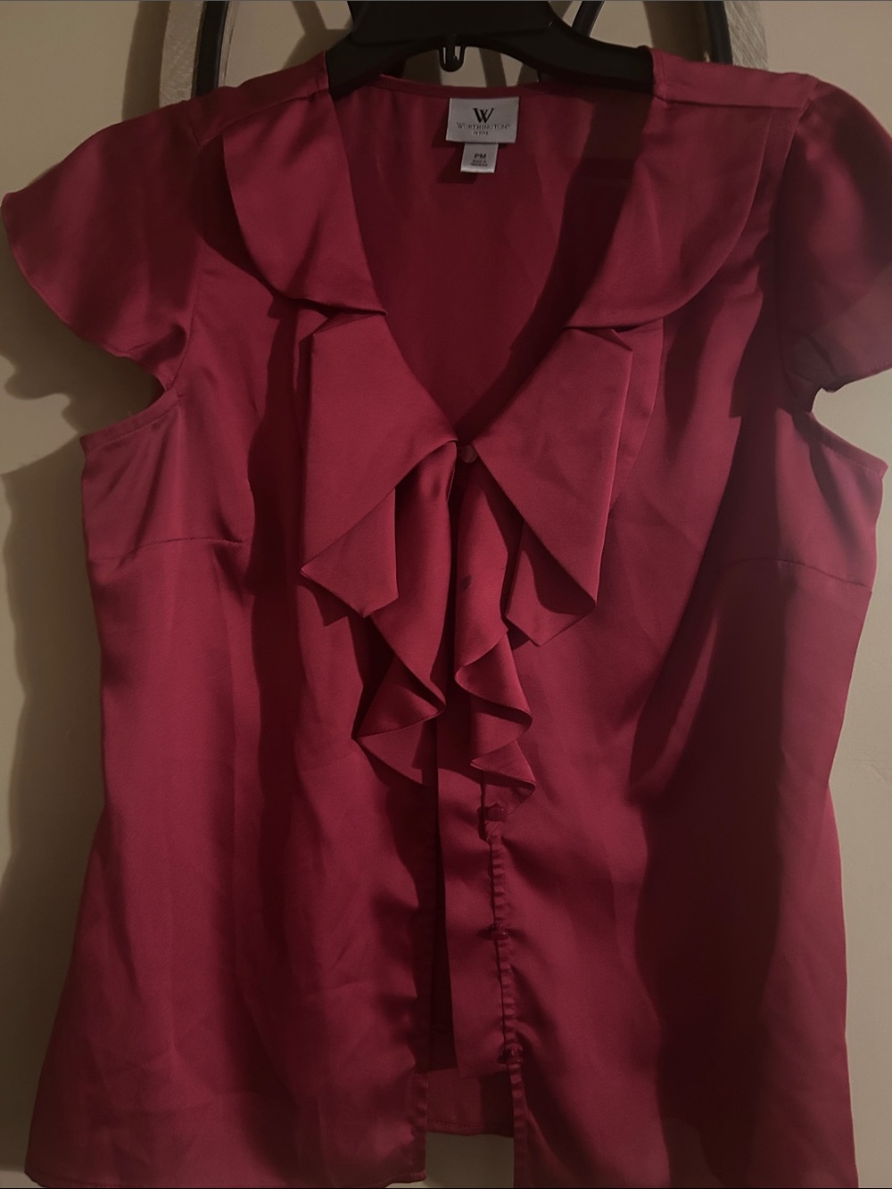 W by Worth Ruffle Front Cap Sleeve Blouse in Raspberry